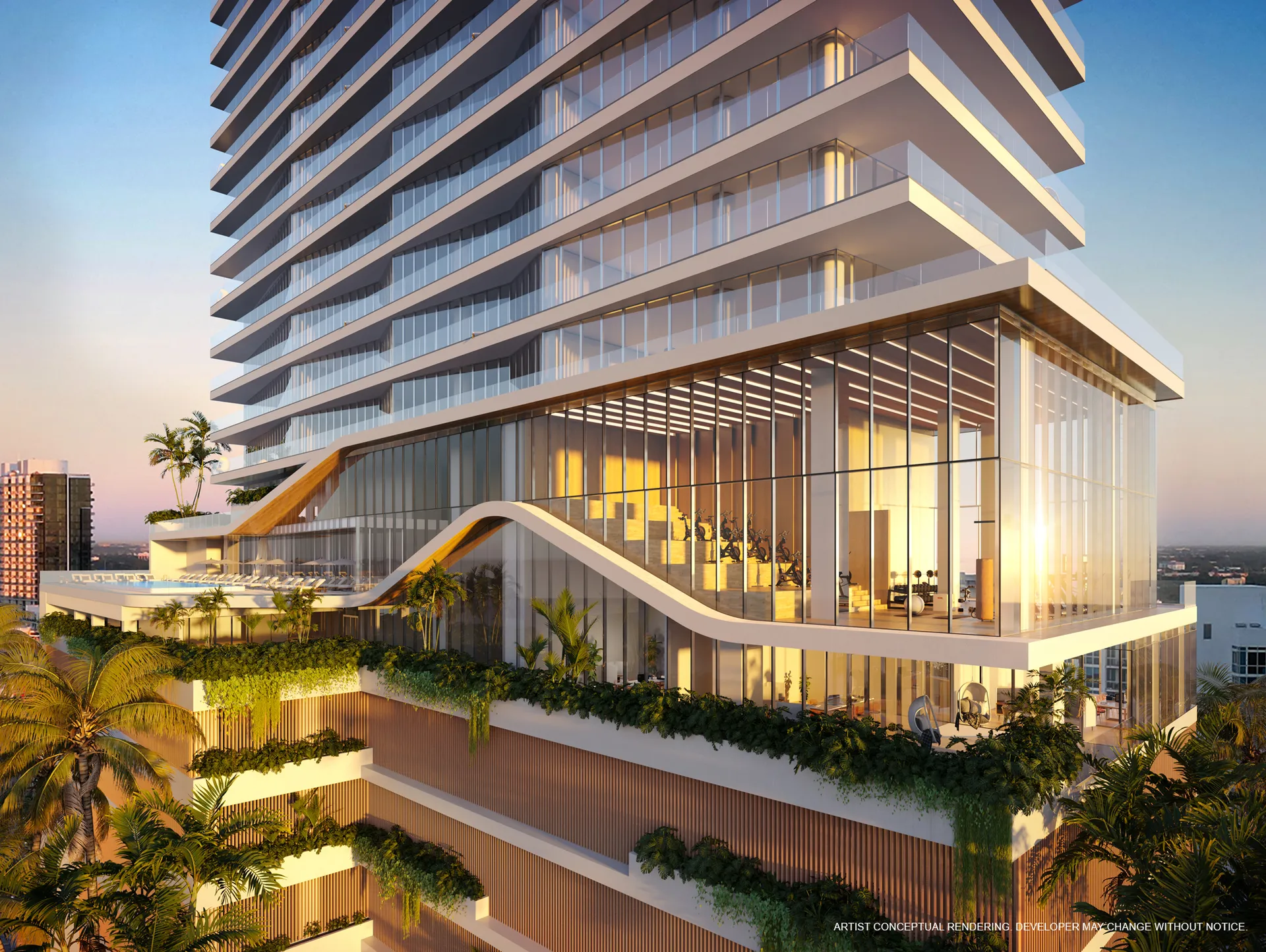 Cove Miami — losas onduladas del diseño exterior, inspiradas en la arquitectura naval