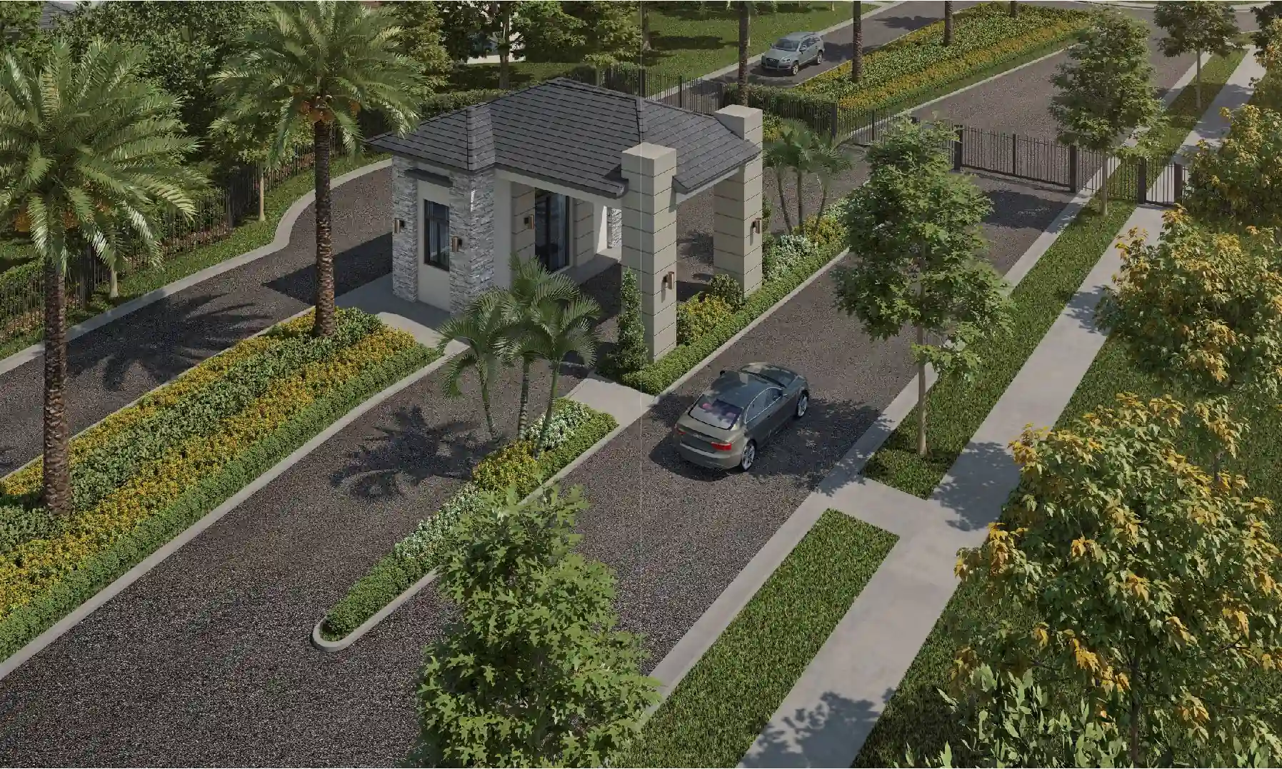 Greenview at Presidential — caseta de seguridad en el acceso de la comunidad cerrada