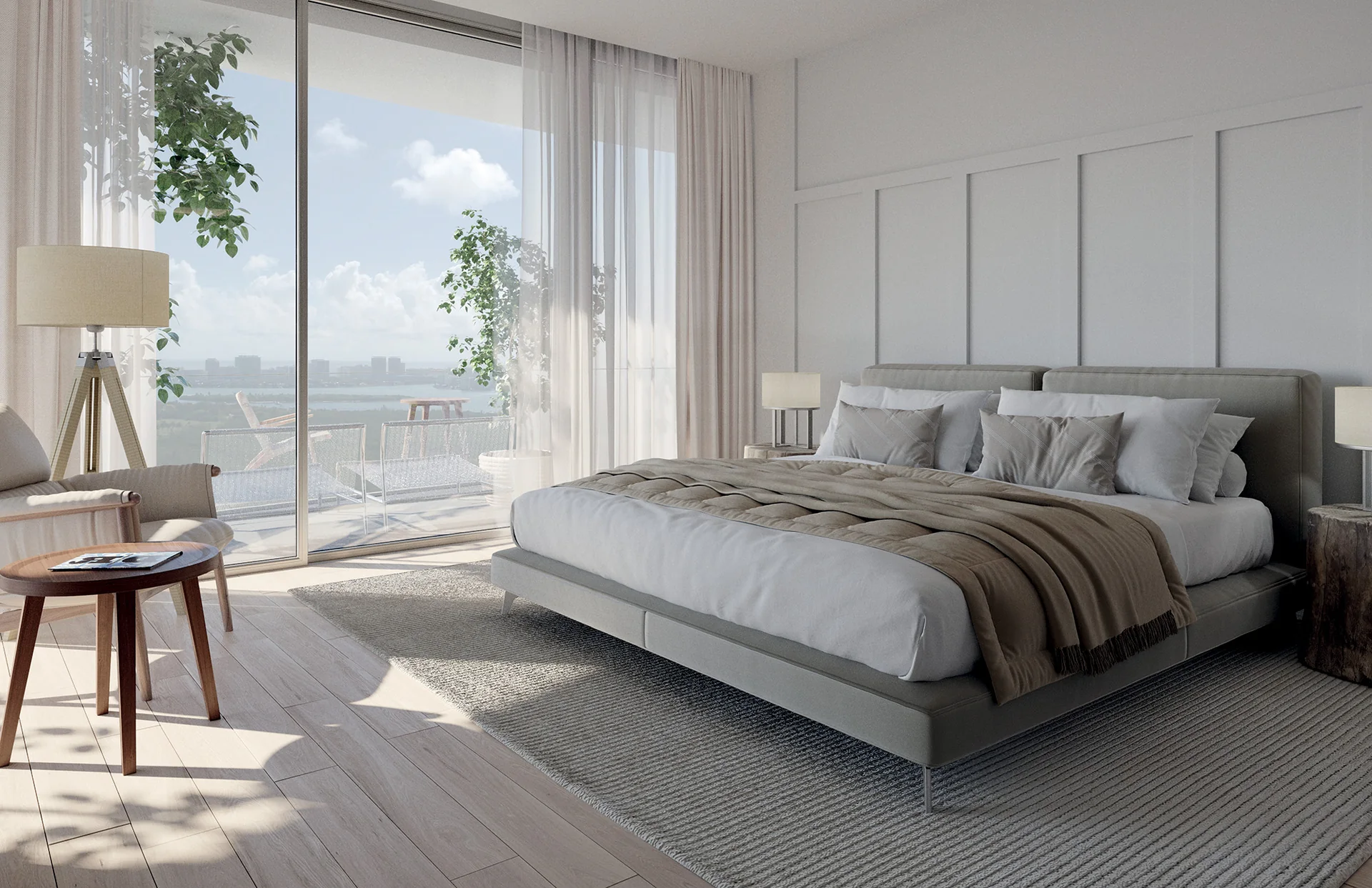 One Park Tower — dormitorio con vista abierta y luz natural