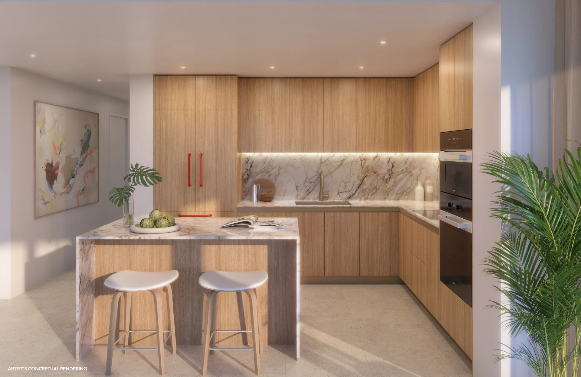 The Standard Residences Brickell — cocina Italkraft con isla, cubierta de piedra y electrodomésticos Miele
