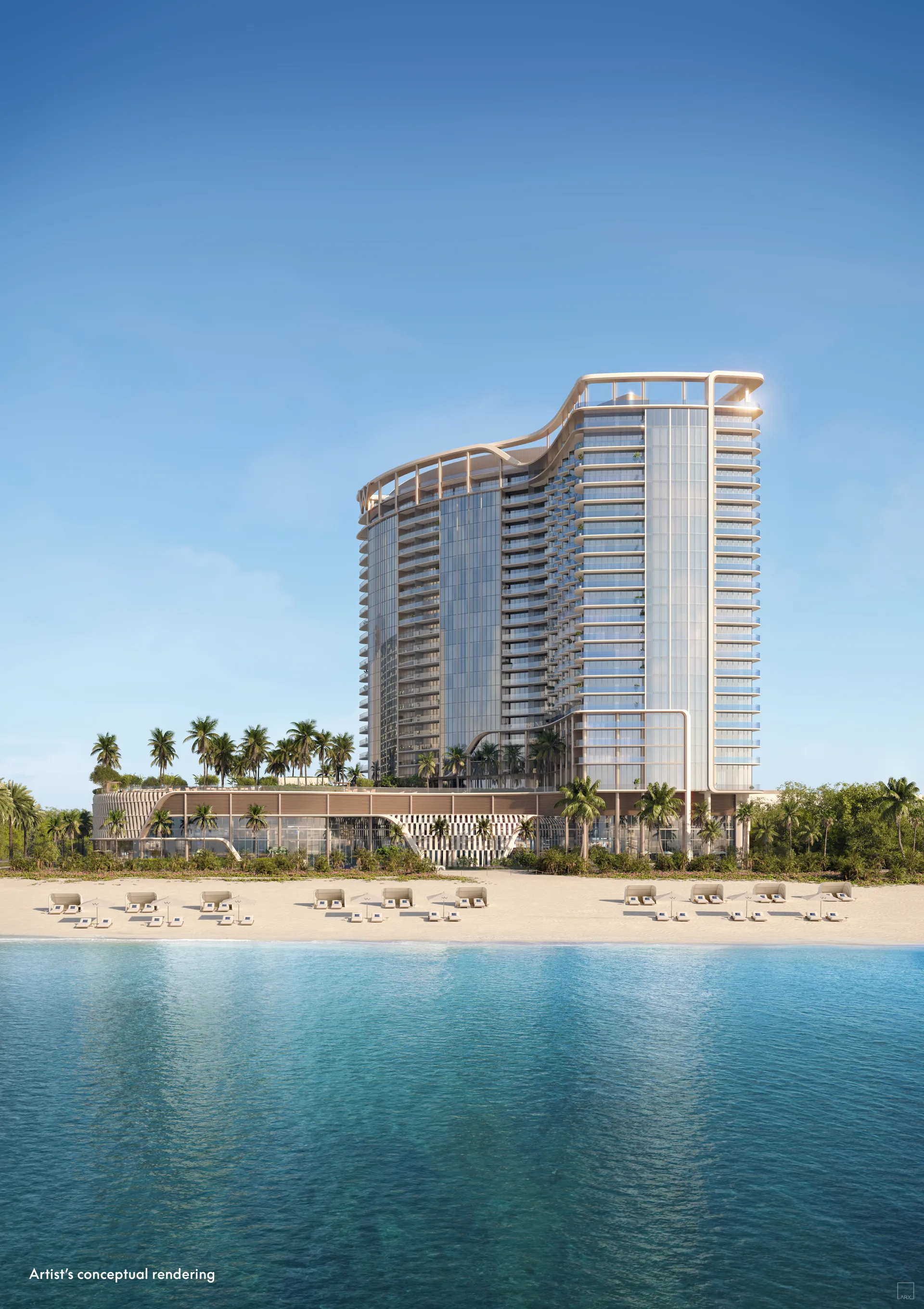 W Pompano Beach Hotel & Residences — la torre directamente sobre la playa