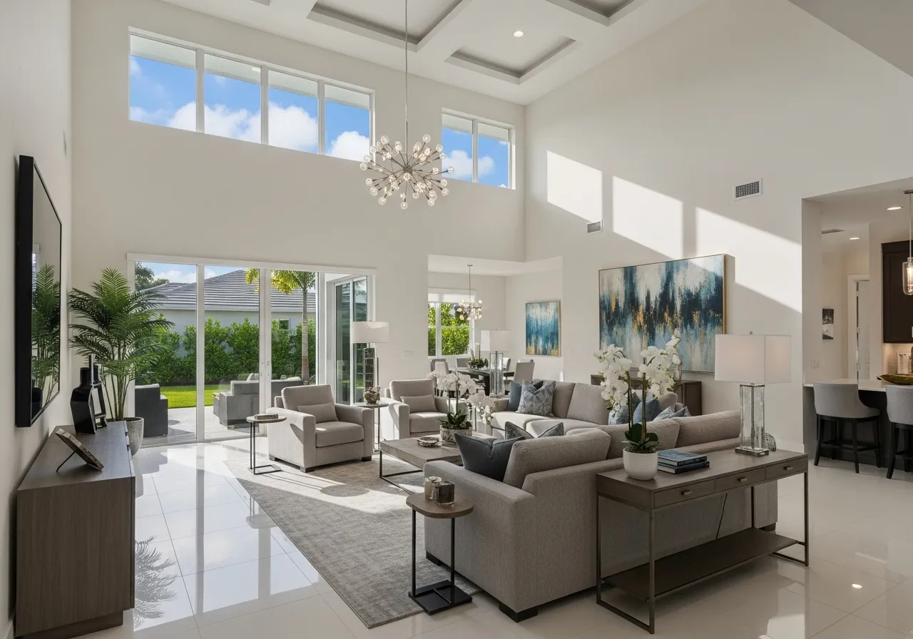 Interior de casa unifamiliar moderna en Miami