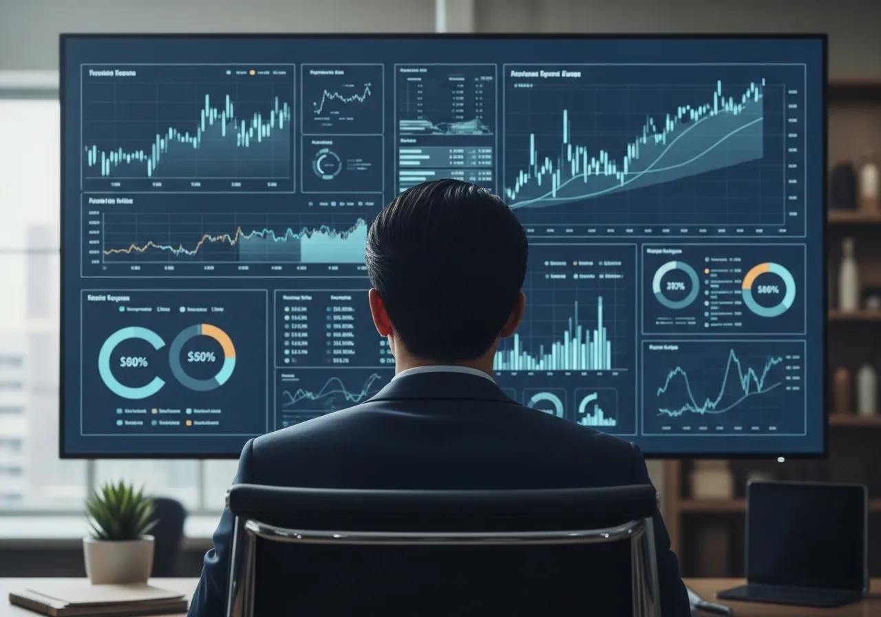 Persona analizando gráficas de tasas de interés para comprar casa en Estados Unidos.